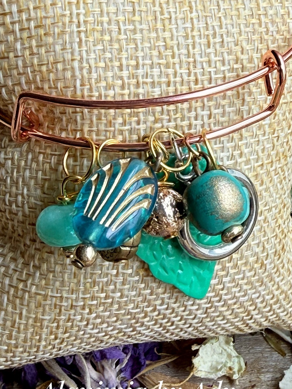Gold and Green amazonite Charm Bracelet